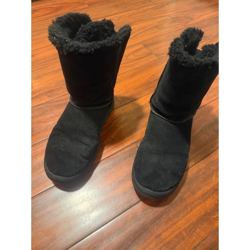 UGG Gita Black Double Velvet Bow Mid Calf Winter Boots Womens 10 - Picture 2 of 8